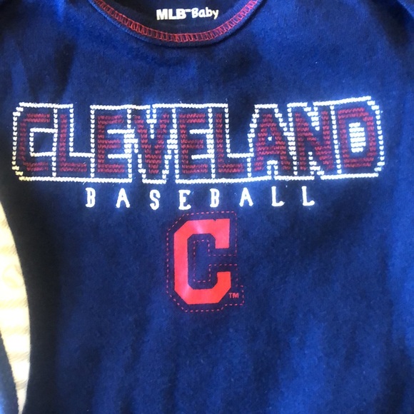 Cleveland Baseball Onesie with Matching Bib - Picture 2 of 4